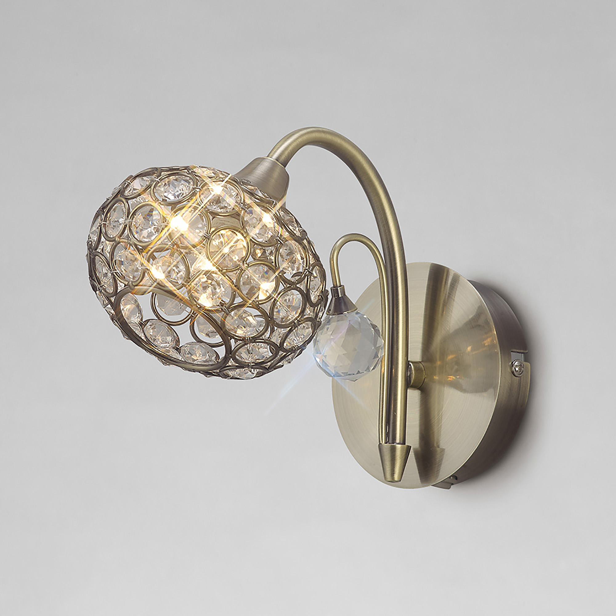 Cara Antique Brass Crystal Wall Lights Diyas Armed Wall Lights Cara Antique Brass Crystal Wall Lights Diyas Armed Wall Lights
